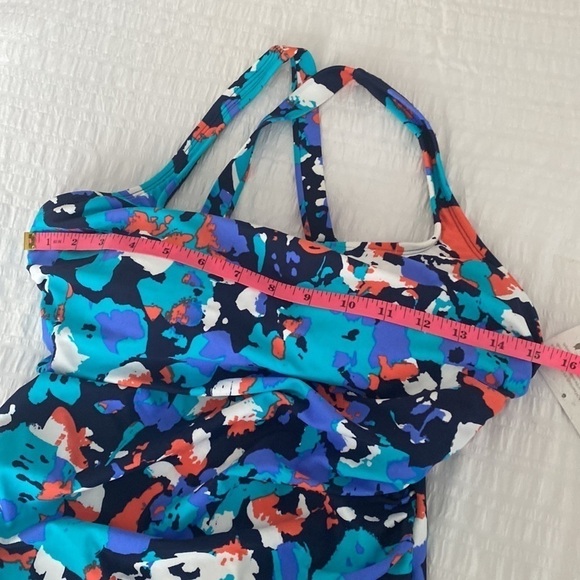 Eco Beach One Piece Swimsuit Size M Blue Red White - Picture 4 of 9